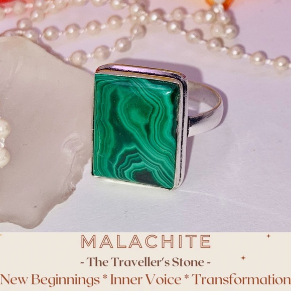 AWESOME! Malachite Gemstone Dainty Handmade Ring - Picture 1 of 5